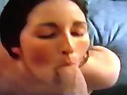 Slut wife sucking cock and licking balls for cum facial cumshot 2