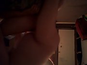 A gigantic internal cumshot after her climax hump on the bed at home