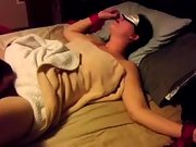 Blindfolded wife gent share while hubby tapes the act